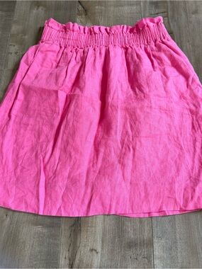 J. Crew Linen Skirt Paperbag Hot Pink Women 00 Preppy Pockets Girly